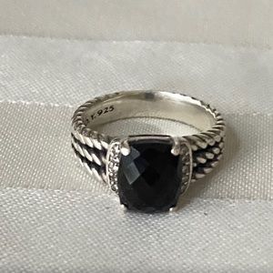 David Yurman Silver Ring with Black Stone